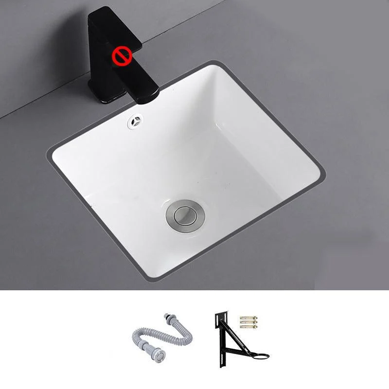 Undermount Bathroom Sink Square Overflow Drain Assemble Sink with Tap -Bathlova