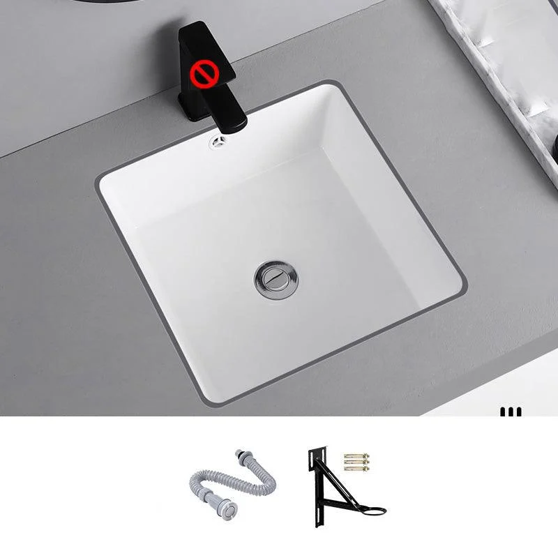 Undermount Bathroom Sink Square Overflow Drain Assemble Sink with Tap -Bathlova