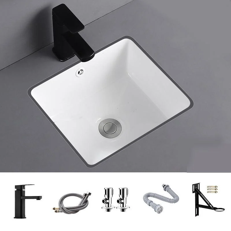 Undermount Bathroom Sink Square Overflow Drain Assemble Sink with Tap -Bathlova