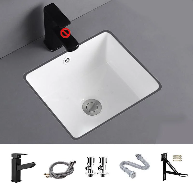 Undermount Bathroom Sink Square Overflow Drain Assemble Sink with Tap -Bathlova