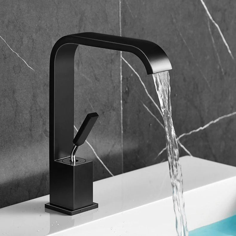 Unique Sink Tap Bathroom Brass Solid Color Waterfall Spout Tap -Bathlova