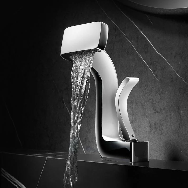 Unique Tap Bathroom Waterfall Spout Lever Handle Single Hole Tap -Bathlova