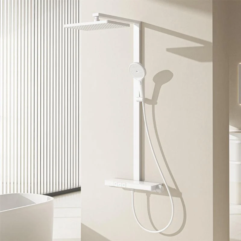 Valve Included Shower System Metal Square Shower Tap in White Rain Shower Head -Bathlova