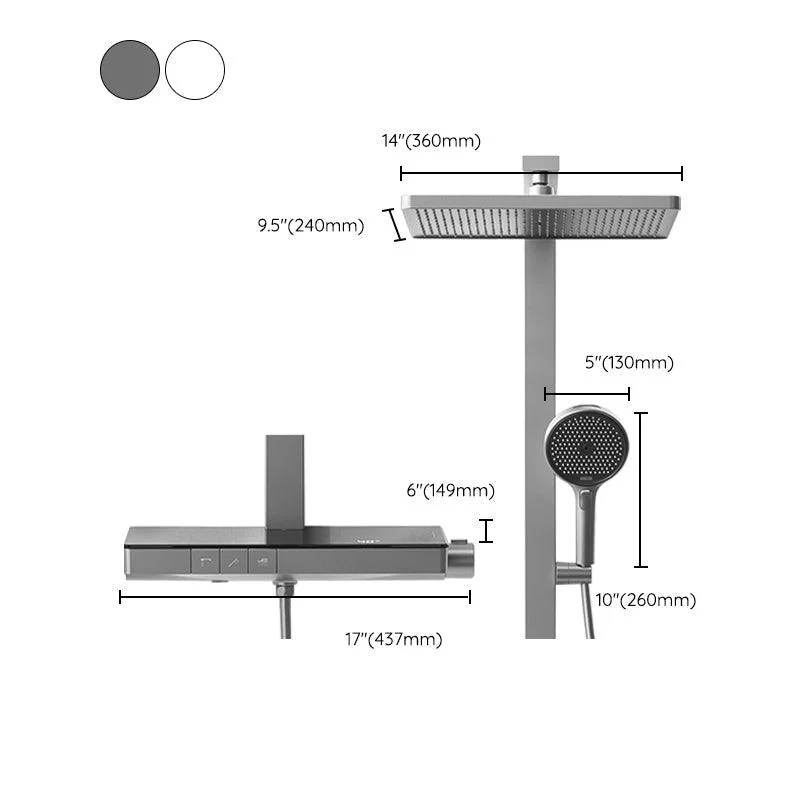 Valve Included Shower System Metal Square Shower Tap in White Rain Shower Head -Bathlova