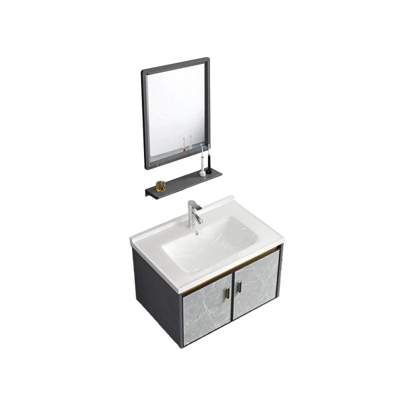 Vanity Sink Rectangular Ceramic Sink Drawer Storage Shelf Vanity Sink -Bathlova