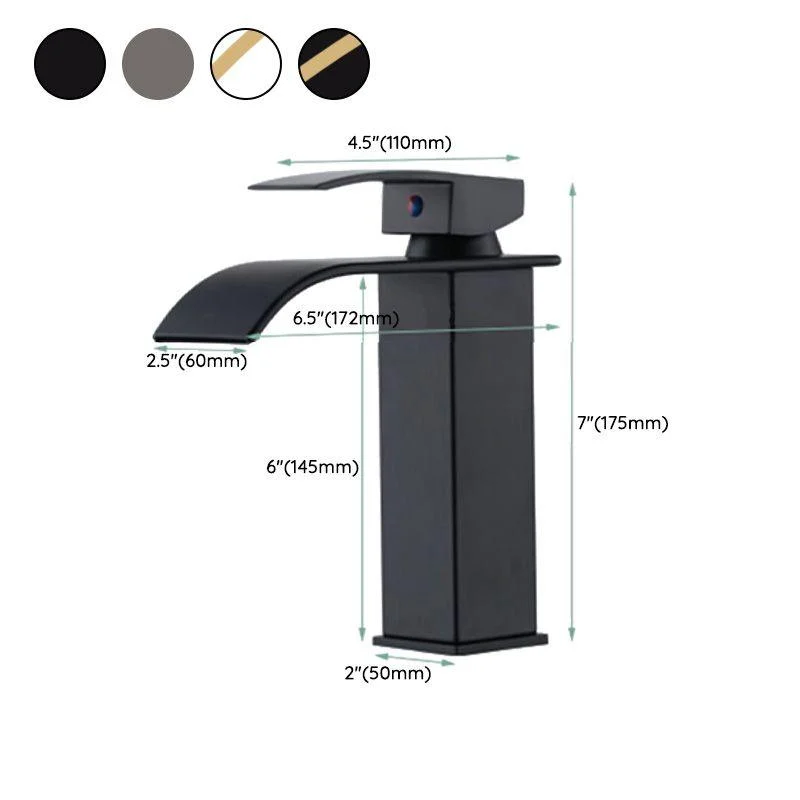 Vanity Sink Tap Waterfall Spout Single Handle Tap with LED Light -Bathlova