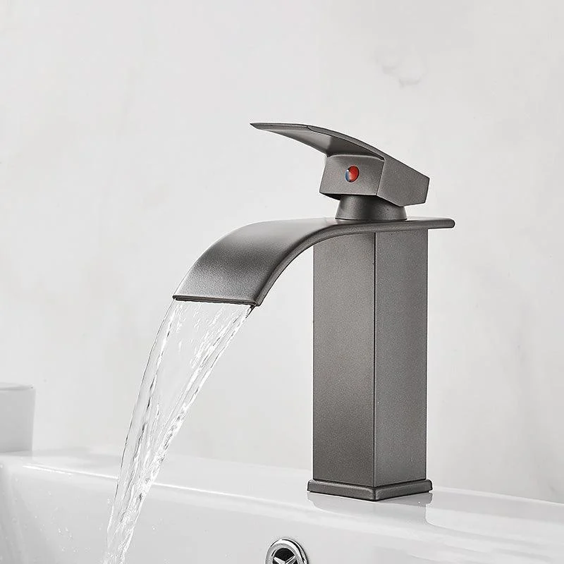 Vanity Sink Tap Waterfall Spout Single Handle Tap with LED Light -Bathlova