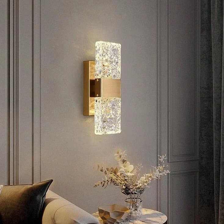 Vena - Textured Glass Crystal Wall Sconce -Bathlova