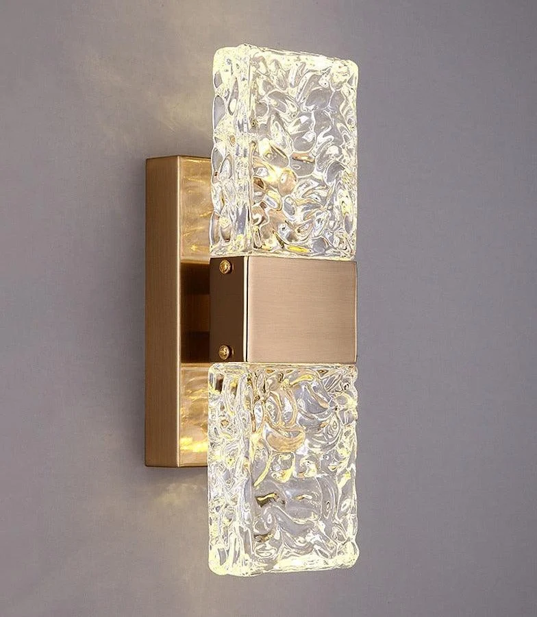 Vena - Textured Glass Crystal Wall Sconce -Bathlova