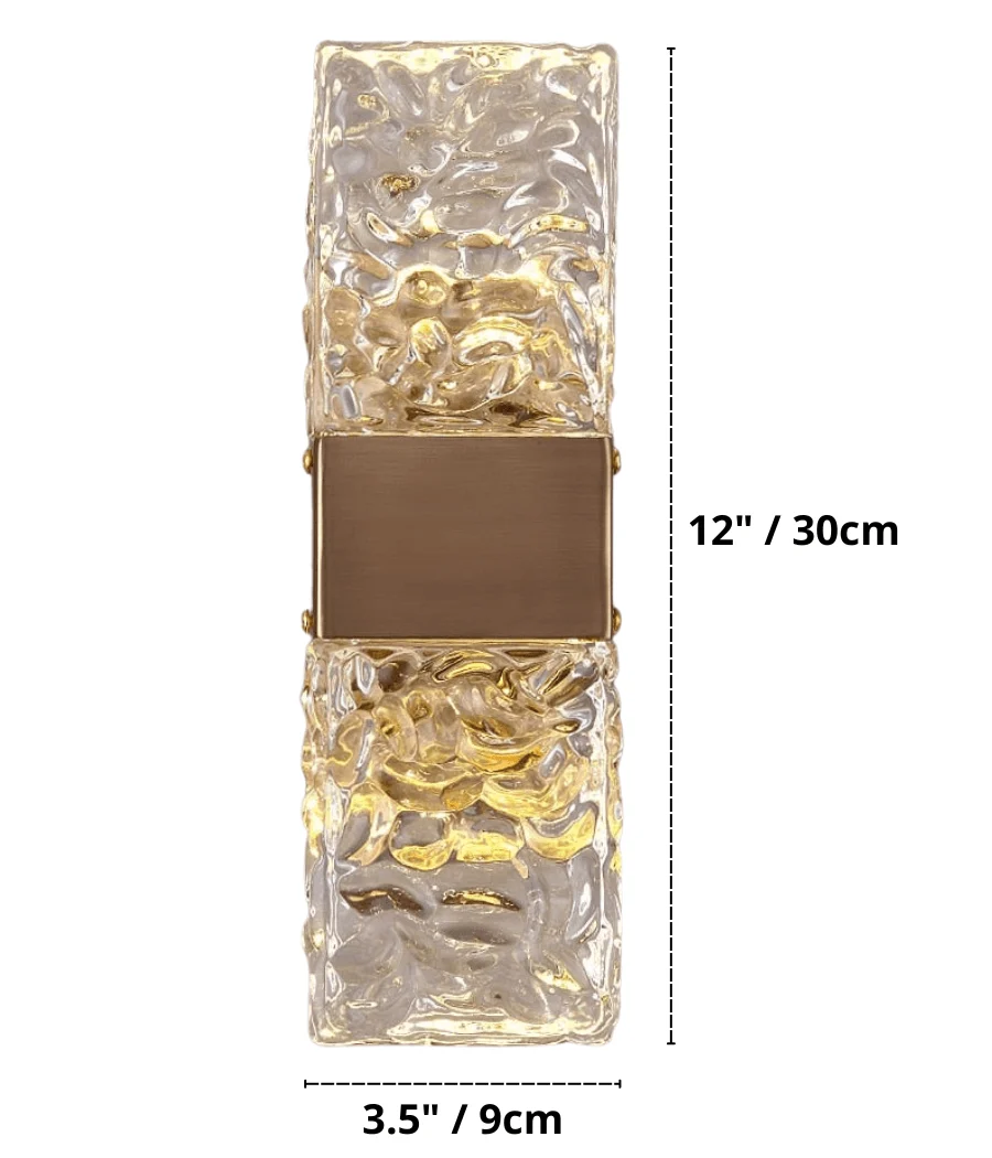 Vena - Textured Glass Crystal Wall Sconce -Bathlova