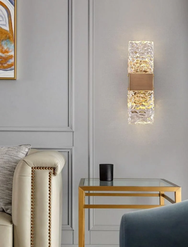 Vena - Textured Glass Crystal Wall Sconce -Bathlova