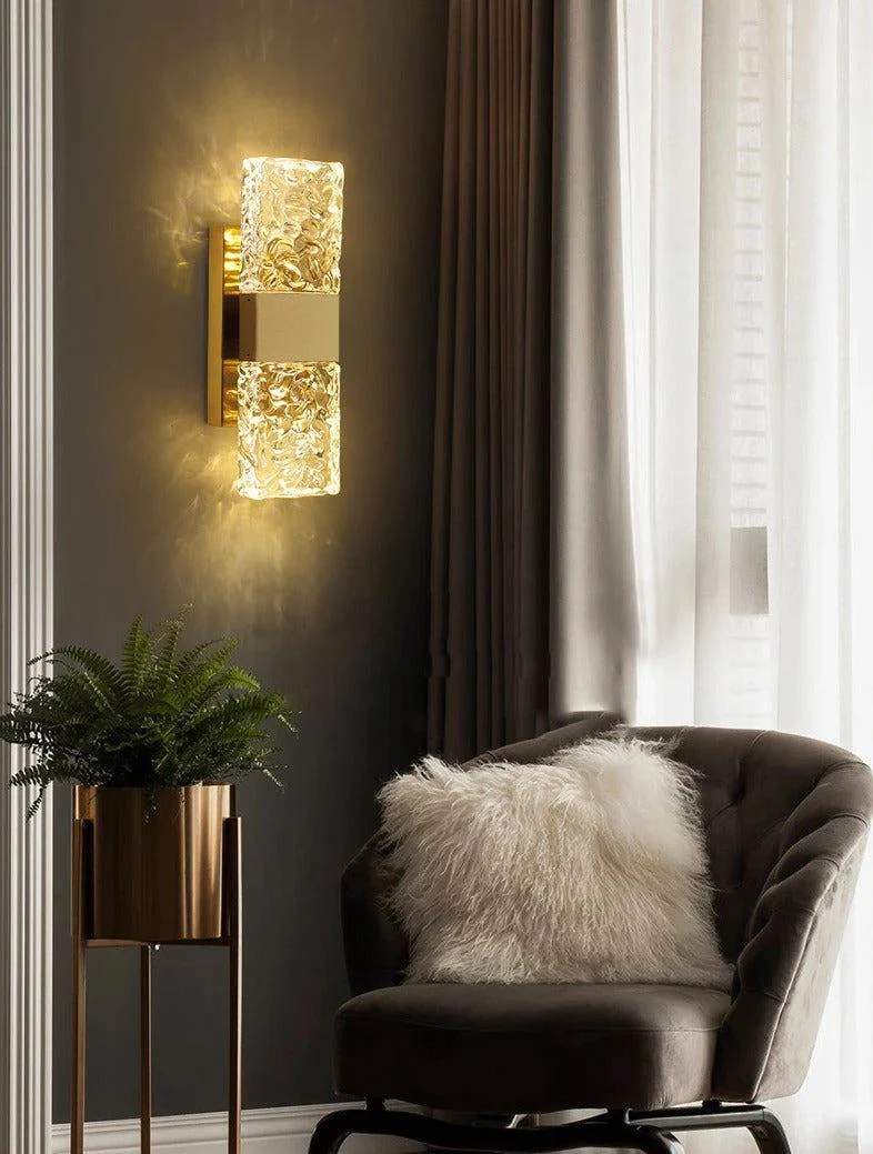 Vena - Textured Glass Crystal Wall Sconce -Bathlova