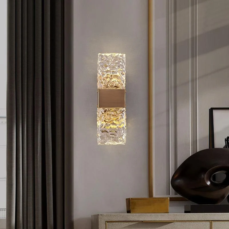 Vena - Textured Glass Crystal Wall Sconce -Bathlova