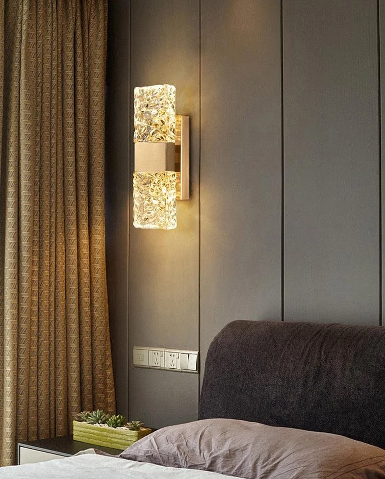 Vena - Textured Glass Crystal Wall Sconce -Bathlova