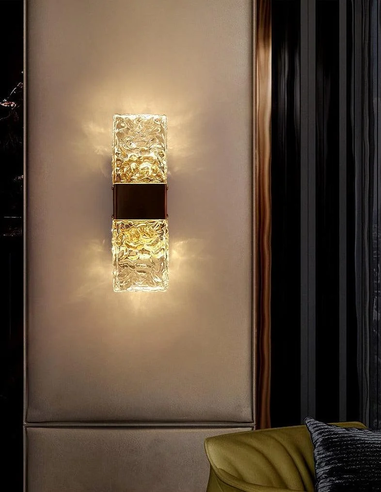 Vena - Textured Glass Crystal Wall Sconce -Bathlova