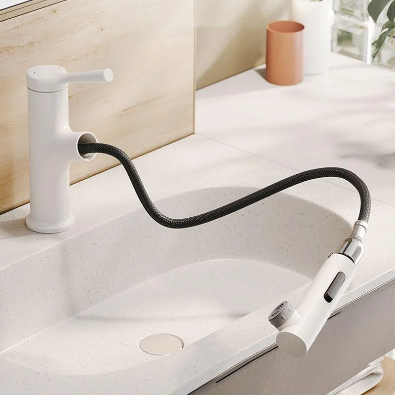 Vessel Sink Bathroom Tap Lever Handle Low Arc with Pull down Sprayer -Bathlova