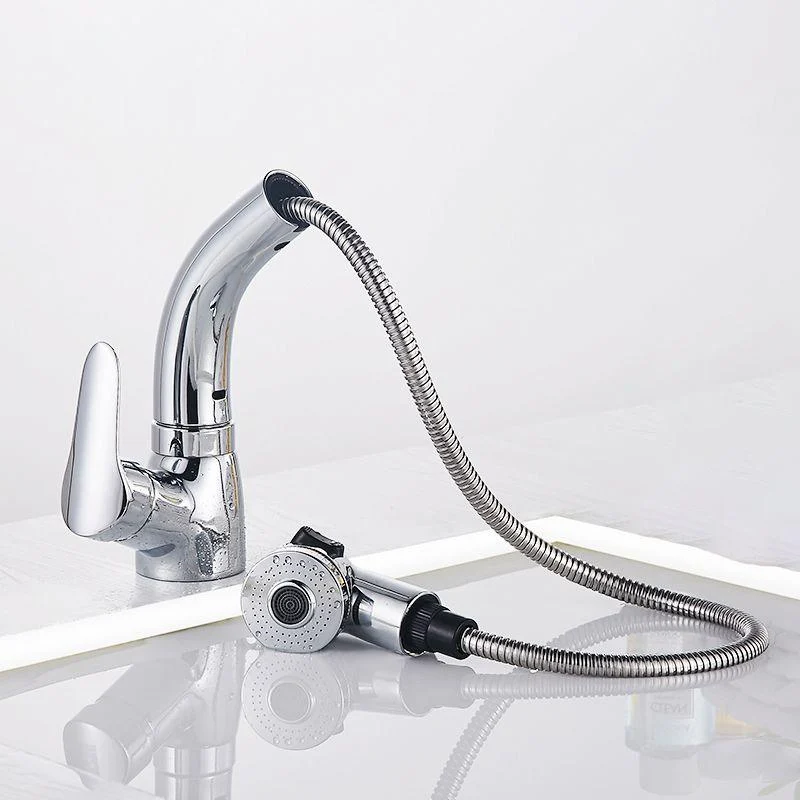 Vessel Sink Bathroom Tap Swivel Spout Single Handle Tap with Pull down Sprayer -Bathlova