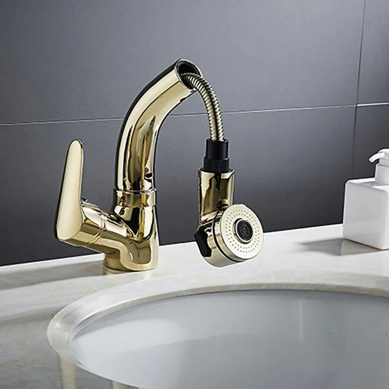 Vessel Sink Bathroom Tap Swivel Spout Single Handle Tap with Pull down Sprayer -Bathlova