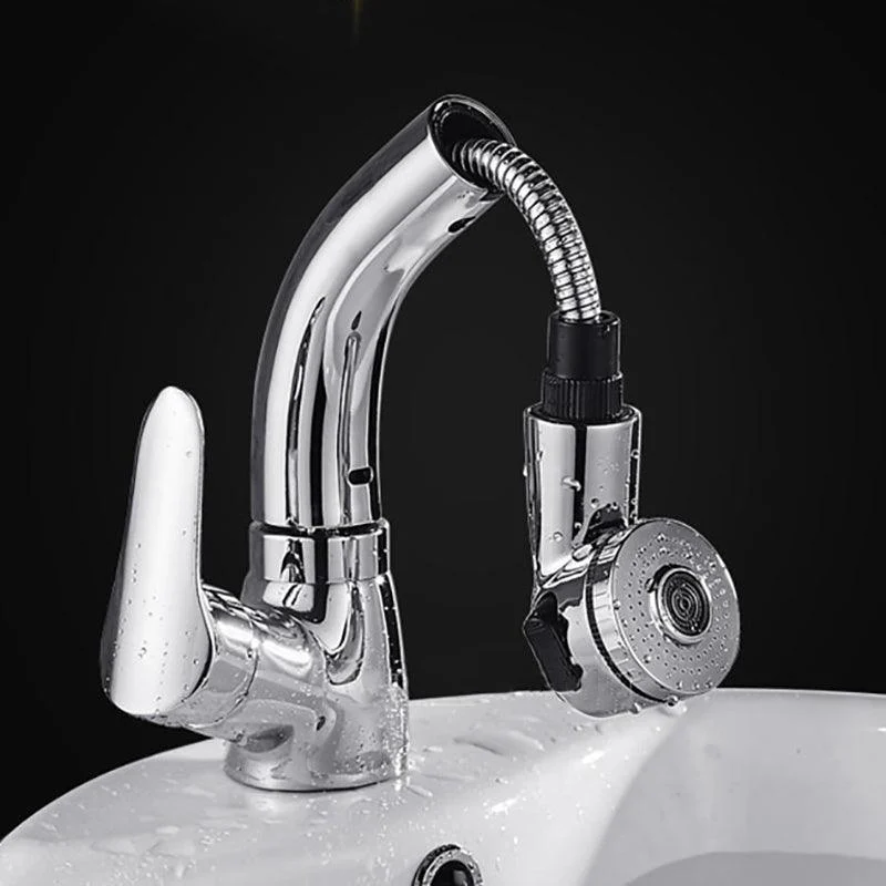 Vessel Sink Bathroom Tap Swivel Spout Single Handle Tap with Pull down Sprayer -Bathlova