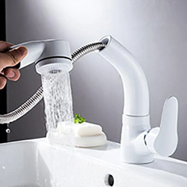 Vessel Sink Bathroom Tap Swivel Spout Single Handle Tap with Pull down Sprayer -Bathlova