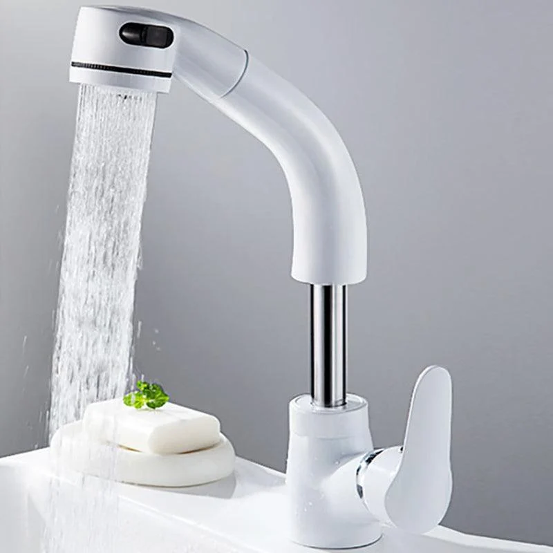 Vessel Sink Bathroom Tap Swivel Spout Single Handle Tap with Pull down Sprayer -Bathlova