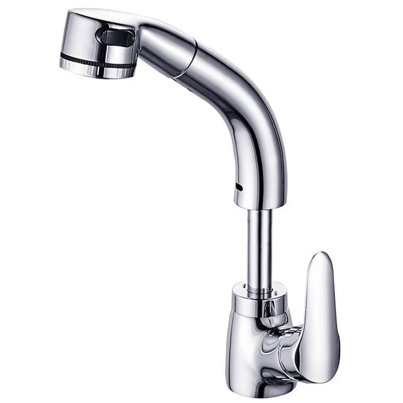 Vessel Sink Bathroom Tap Swivel Spout Single Handle Tap with Pull down Sprayer -Bathlova