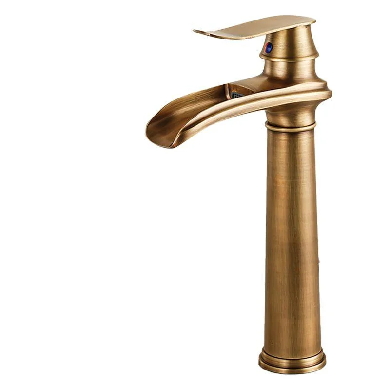 Vessel Tap Waterfall Spout Traditional Circular Lever Handle Vanity Sink Tap -Bathlova