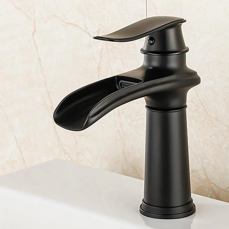 Vessel Tap Waterfall Spout Traditional Circular Lever Handle Vanity Sink Tap -Bathlova