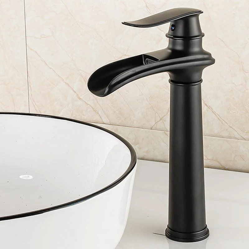 Vessel Tap Waterfall Spout Traditional Circular Lever Handle Vanity Sink Tap -Bathlova