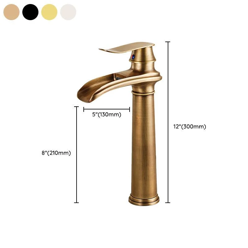 Vessel Tap Waterfall Spout Traditional Circular Lever Handle Vanity Sink Tap -Bathlova