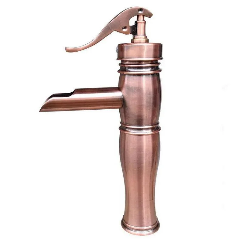 Vintage Retro Red Copper Antique Single Handle Bathroom Tap Tap -Bathlova