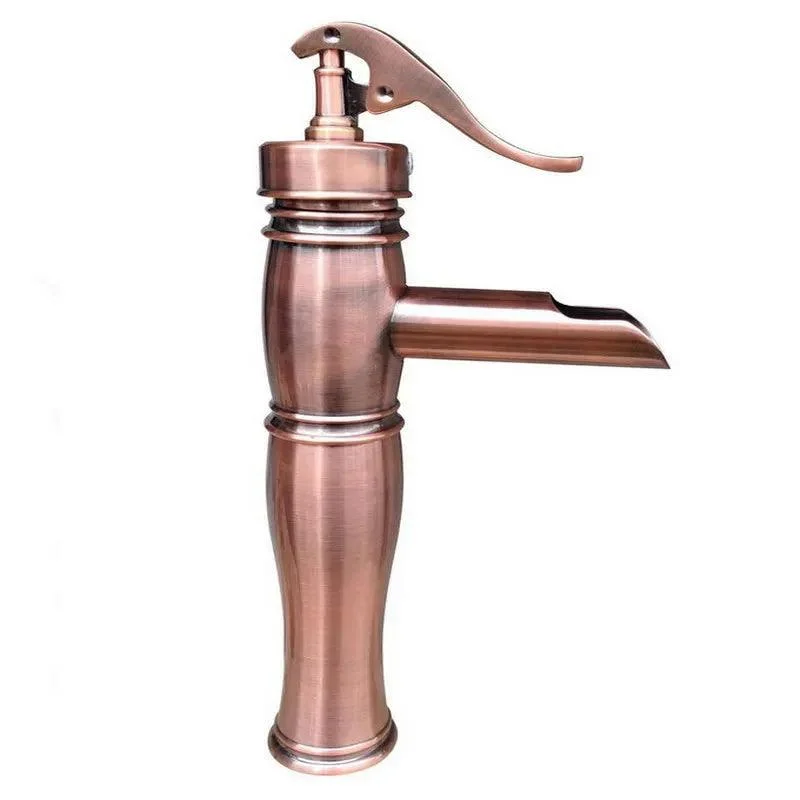 Vintage Retro Red Copper Antique Single Handle Bathroom Tap Tap -Bathlova