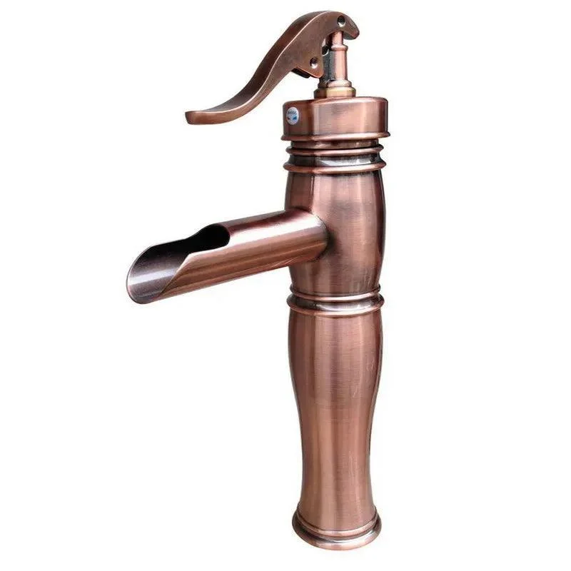 Vintage Retro Red Copper Antique Single Handle Bathroom Tap Tap -Bathlova