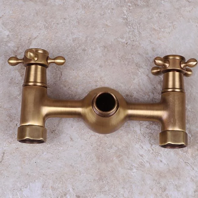 Vintage Tub Tap Two Cross Handle Tap Full Copper Wall Mounted Tap -Bathlova