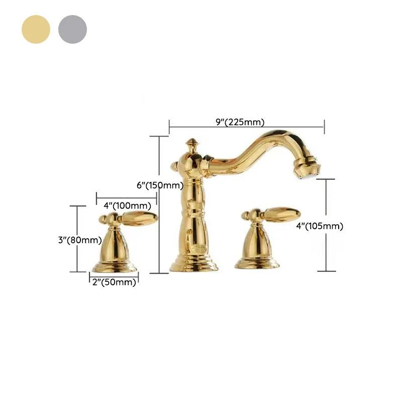 Vintage Widespread Lavatory Tap, 2 Handle Full Brass Bathroom Vanity Tap with Drain -Bathlova