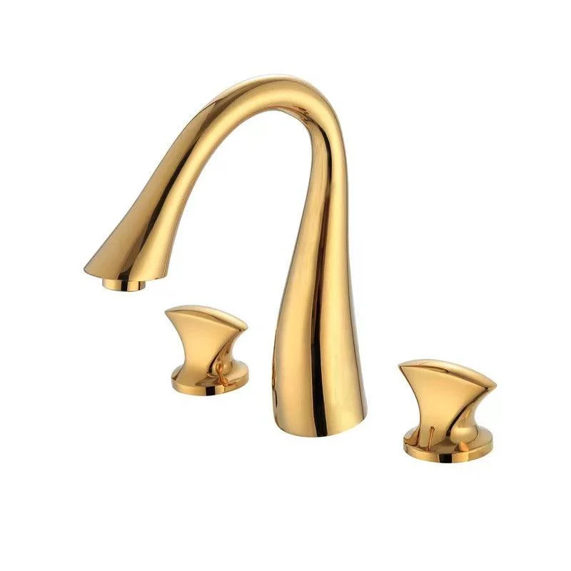 Vintage Widespread Lavatory Tap, 2 Handle Full Brass Bathroom Vanity Tap with Drain -Bathlova