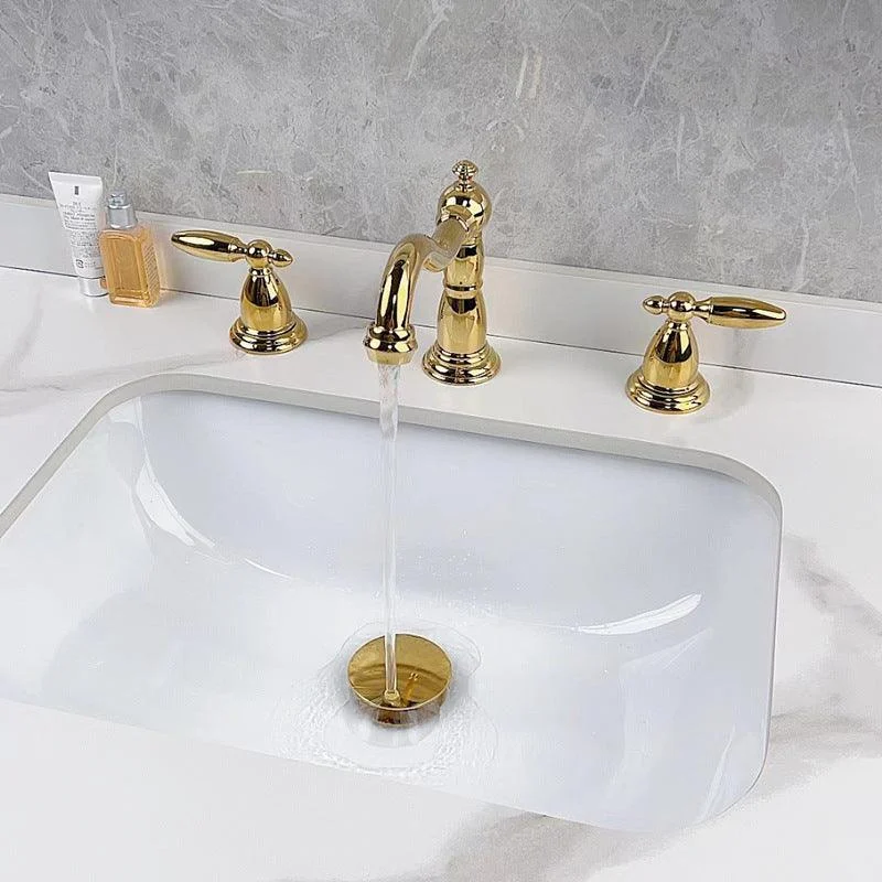 Vintage Widespread Lavatory Tap, 2 Handle Full Brass Bathroom Vanity Tap with Drain -Bathlova