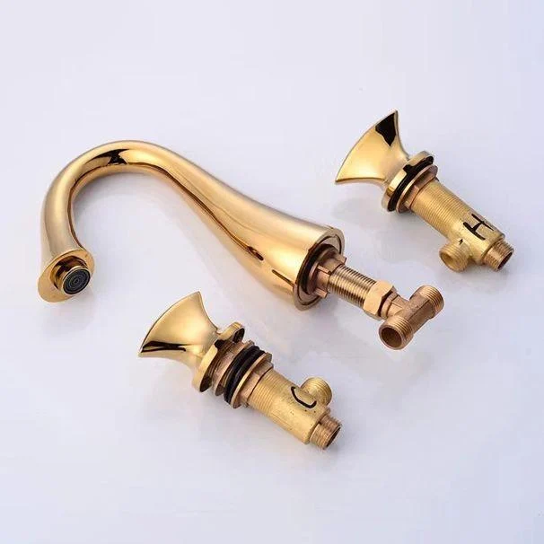 Vintage Widespread Lavatory Tap, 2 Handle Full Brass Bathroom Vanity Tap with Drain -Bathlova