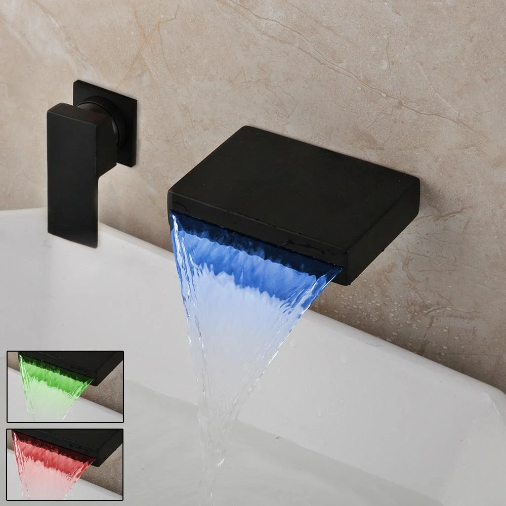 Wall Mount Bathroom Water Basin Sink Mixer LED Tap Bathtub Tap -Bathlova