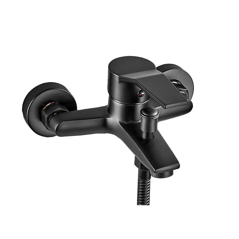 Wall Mount Fixed Bathtub Tap Lever Handle with Hand Shower -Bathlova