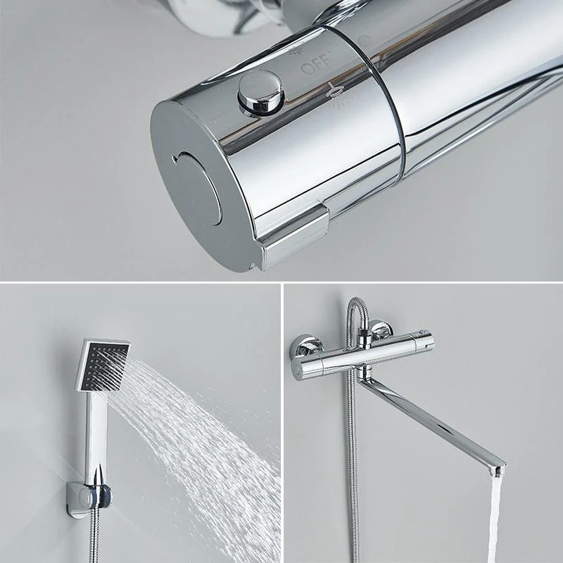 Wall Mount Rotate Long Spout Bathtub Shower Tap With Handshower -Bathlova