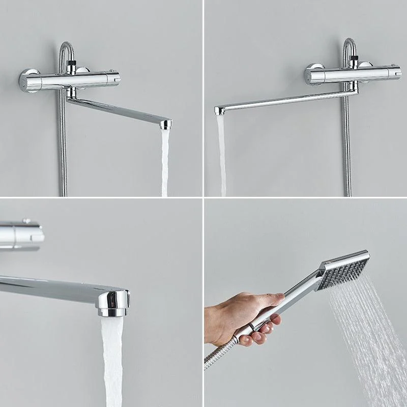 Wall Mount Rotate Long Spout Bathtub Shower Tap With Handshower -Bathlova