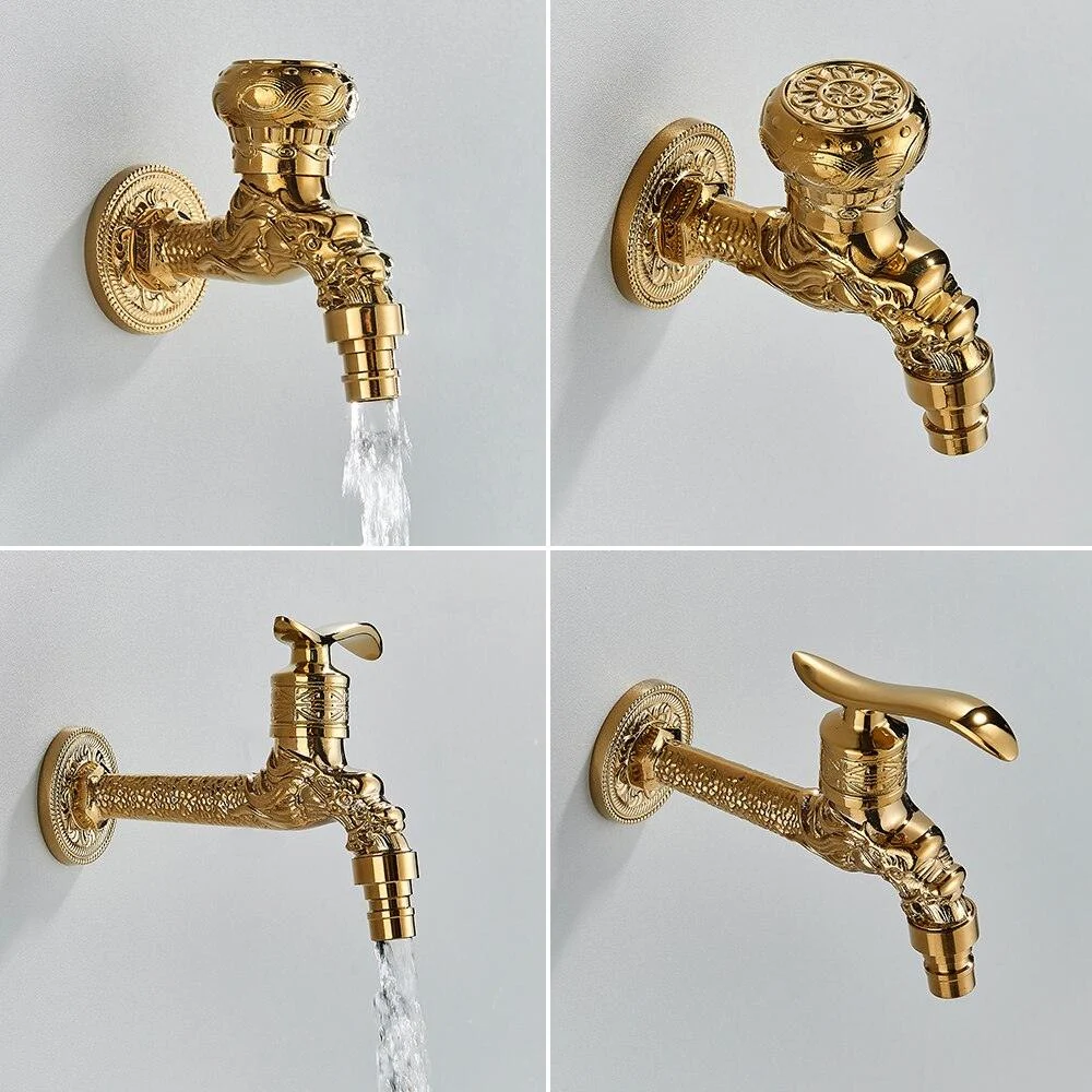 Wall Mount Tap Antique Brass Tap Decorative Outdoor Garden Tap -Bathlova