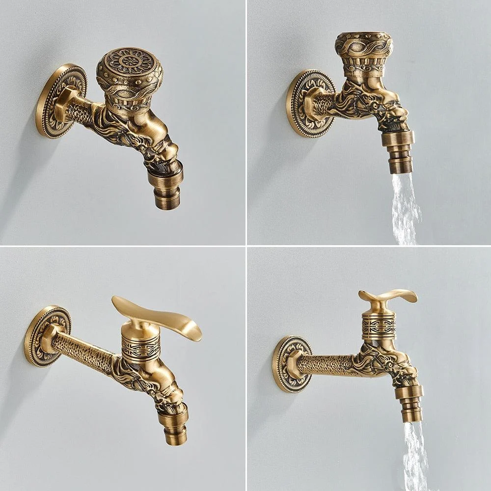 Wall Mount Tap Antique Brass Tap Decorative Outdoor Garden Tap -Bathlova