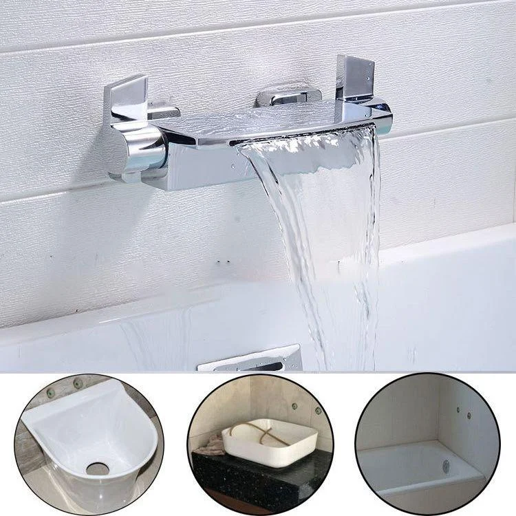 Wall Mount Tub Tap One Handle Waterfall Tub Spout Trim with Knob -Bathlova