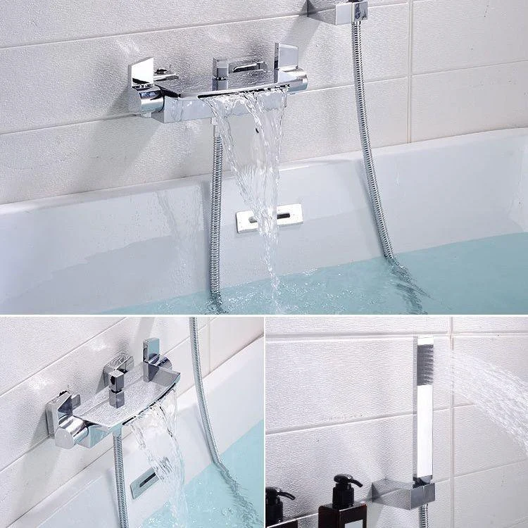 Wall Mount Tub Tap One Handle Waterfall Tub Spout Trim with Knob -Bathlova