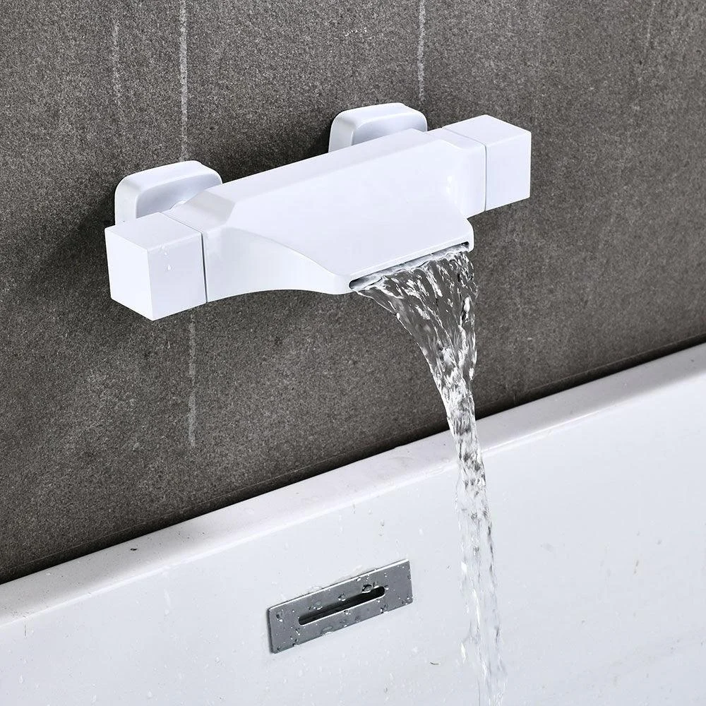 Wall Mount Tub Tap One Handle Waterfall Tub Spout Trim with Knob -Bathlova