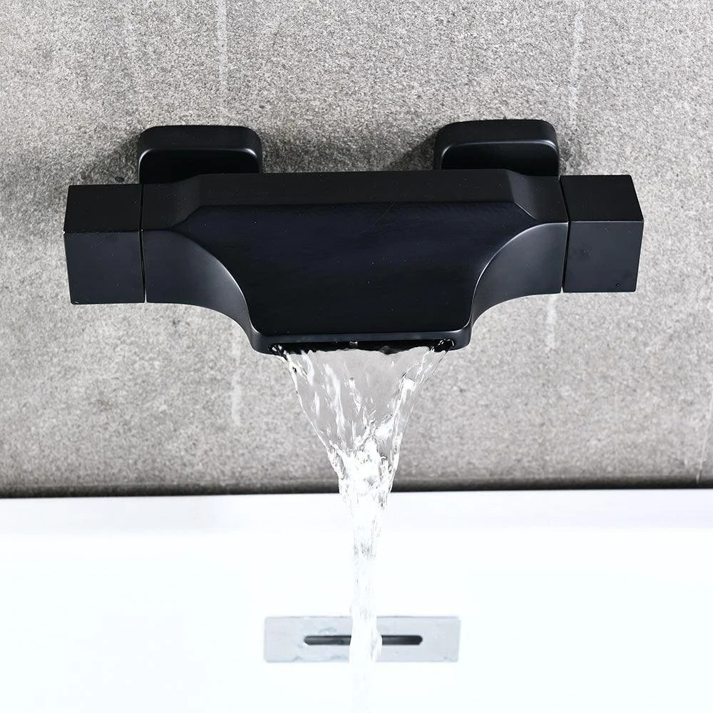 Wall Mount Tub Tap One Handle Waterfall Tub Spout Trim with Knob -Bathlova