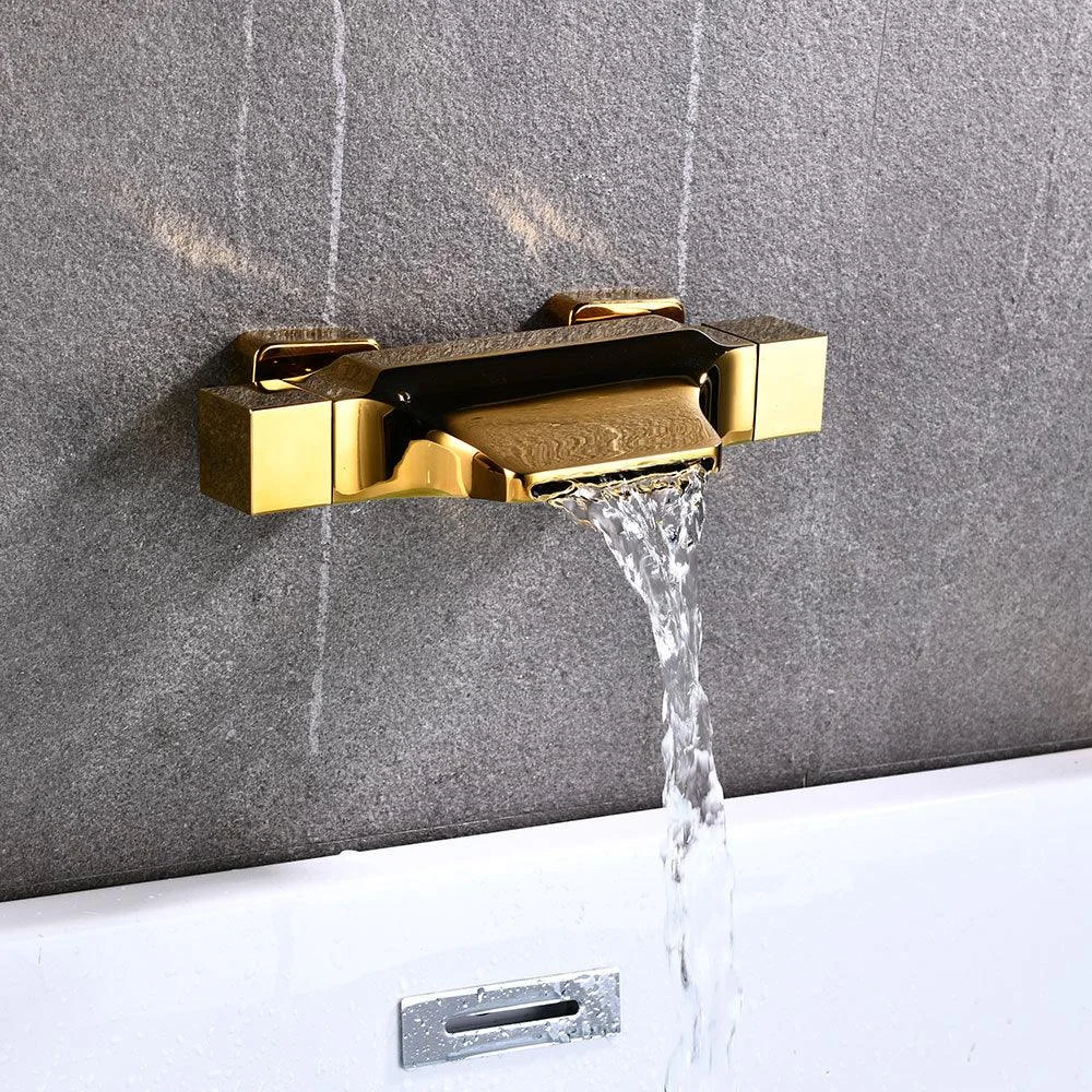 Wall Mount Tub Tap One Handle Waterfall Tub Spout Trim with Knob -Bathlova