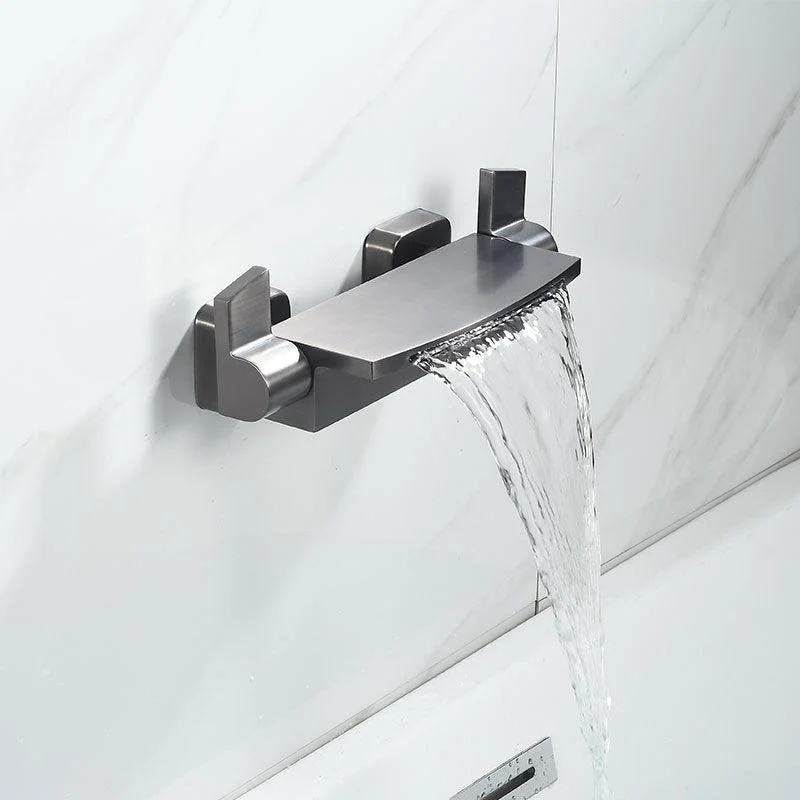 Wall Mount Tub Tap One Handle Waterfall Tub Spout Trim with Knob -Bathlova